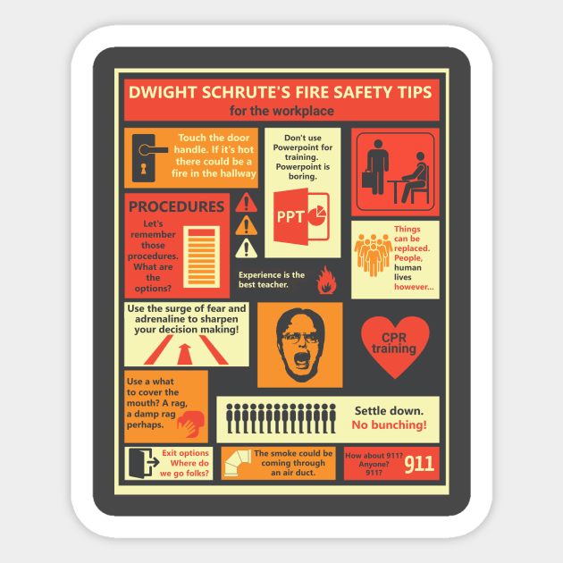 Dwight Schrute's Fire Safety Tips Dwight Schrute The Office Sticker